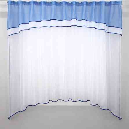 Кухонная гардина VR-Textil № 036к арка белый с голубым 280х170 см (52-0361) Киев