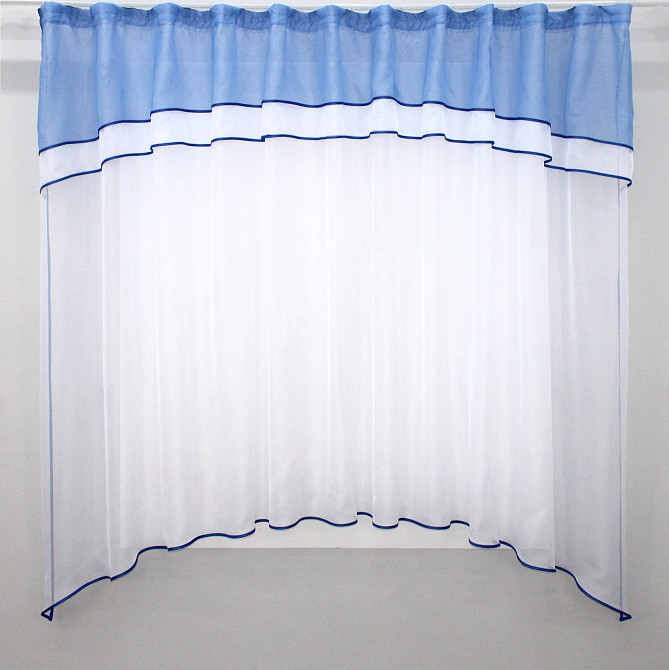 Кухонная гардина VR-Textil № 036к арка белый с голубым 280х170 см (52-0361) Киев - изображение 1