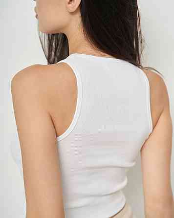 Майка женская укороченная - кроп-топ - в рубчик Ozkan 26814 M, Белый, Черный Киев