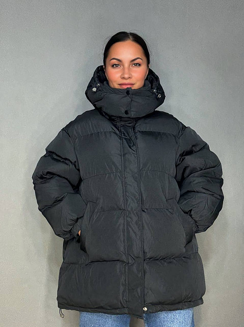 Куртка жіноча Lady Yep 10008 довга оверсайз пуффер з капюшоном чорна, чорний, 44 Київ - фото 11