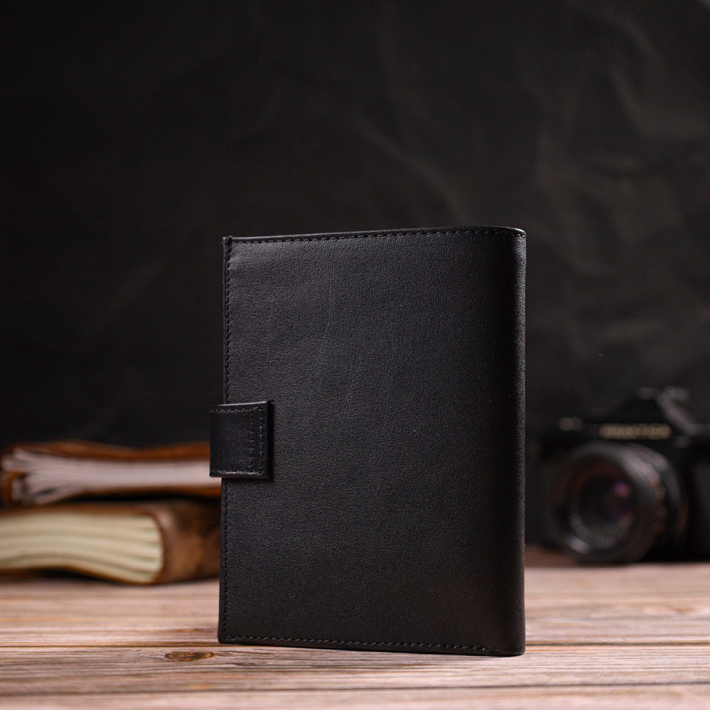 Классическое вертикальное мужское портмоне среднего размера из натуральной гладкой кожи CANPELLINI 21857 Черное Киев - изображение 10