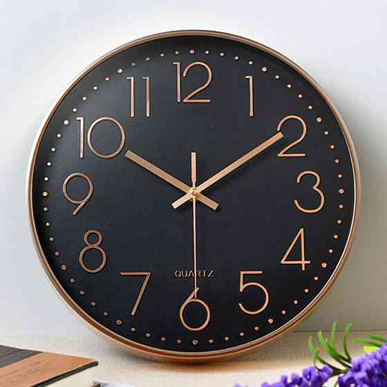 Годинник настінний безшумний 20 см чорний-бронза Харків