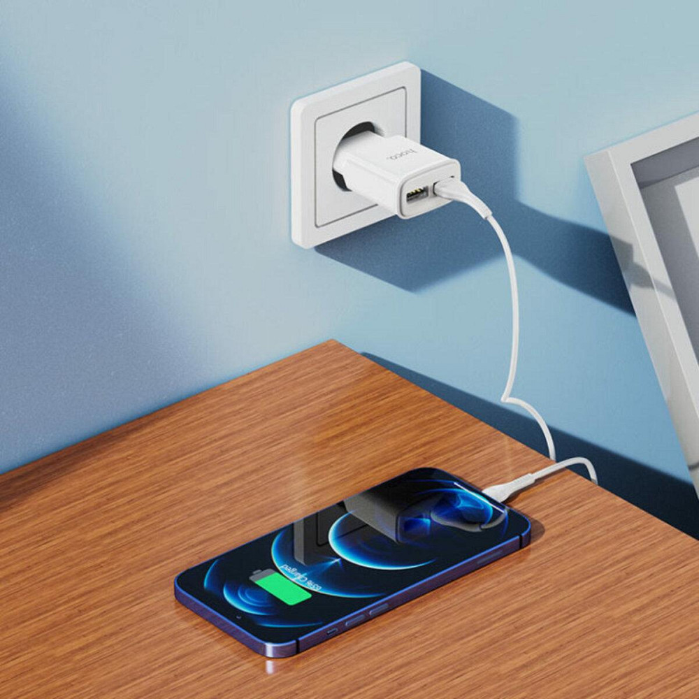 Мережевий зарядний пристрій HOCO C88A Star dual port charger, колір білий 6931474749499 Одеса - фото 4