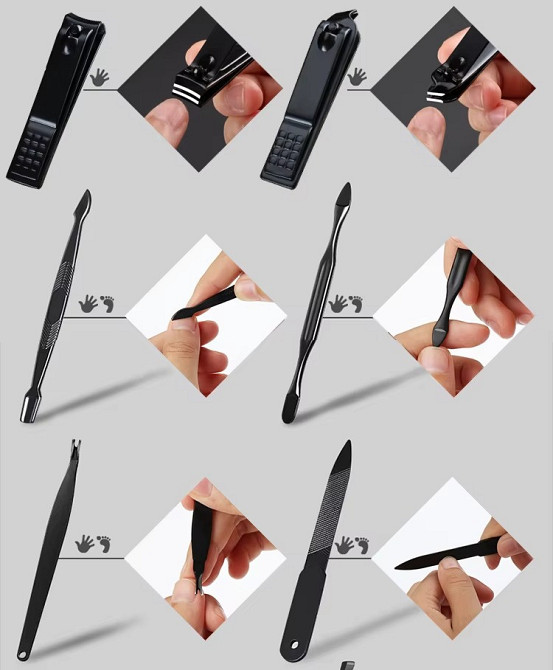 Набір інструментів для манікюру та педикюру універсальний б'юті набір для чищення обличчя, 18 шт, колір чорний Кам'янець-Подільський - фото 8