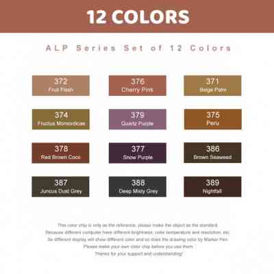 Художественный маркер Arrtx Спиртовые Alp ASM-02-SK02 12 цветов, оттенки кожи кожи (LC302604) Винница