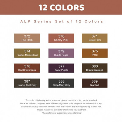 Художній маркер Arrtx Спиртові Alp ASM-02-SK02 12 кольорів, відтінки шкіри шкіри (LC302604) Вінниця - фото 3