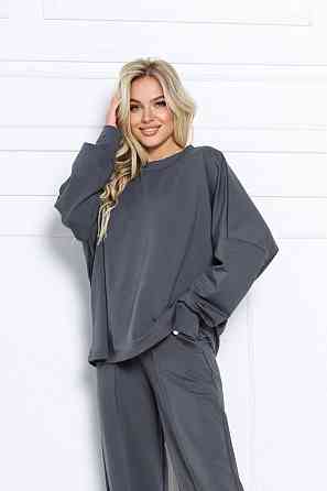 Жіночий стильний повсякденний костюм турецький двонитка Димчастий Одеса