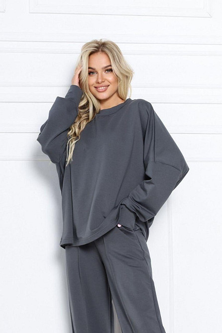 Жіночий стильний повсякденний костюм турецький двонитка Димчастий Одеса - фото 3