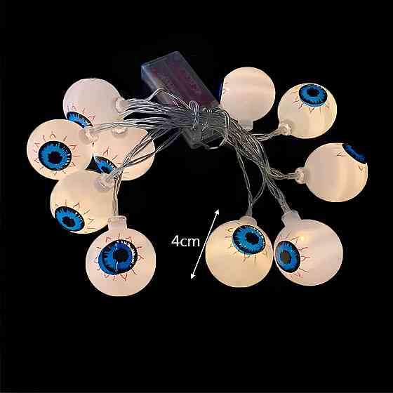 Гирлянда в виде глаз RESTEQ 1.5 м. Светодиодная гирлянда на Хэллоуин — 10 пластиковых глаз с теплым белым свечением, для декора Киев