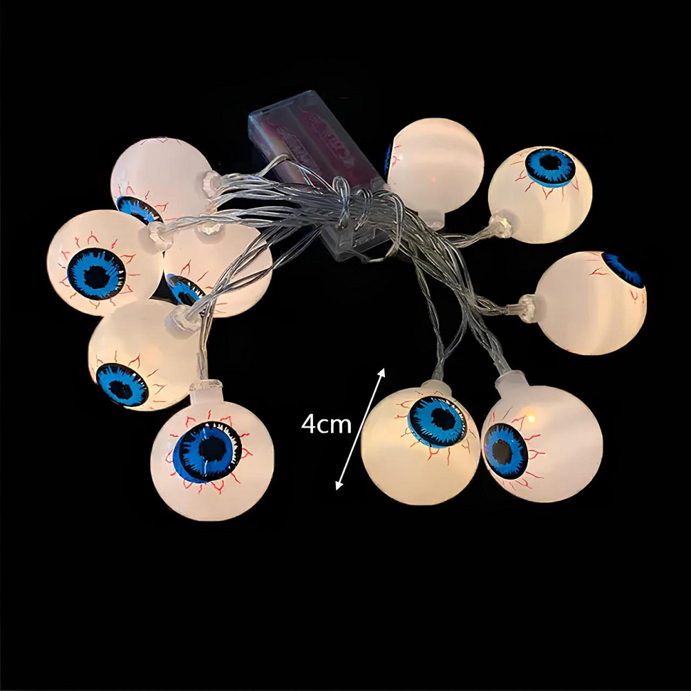 Гирлянда в виде глаз RESTEQ 1.5 м. Светодиодная гирлянда на Хэллоуин — 10 пластиковых глаз с теплым белым свечением, для декора Киев - изображение 4