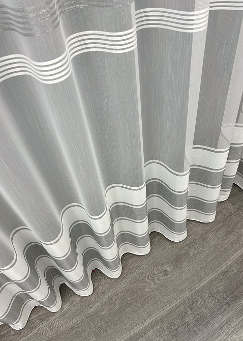 Тюль бамбук с вышивкой и люрексом цвет белый с серым 1816т Киев - изображение 6