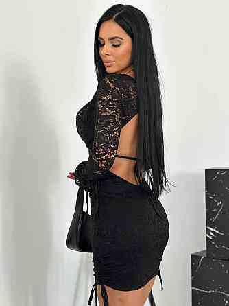 Жіноча стильна святкова мереживна міні-сукня з зав‘язками, мереживо + підклад трикотаж масло Одеса