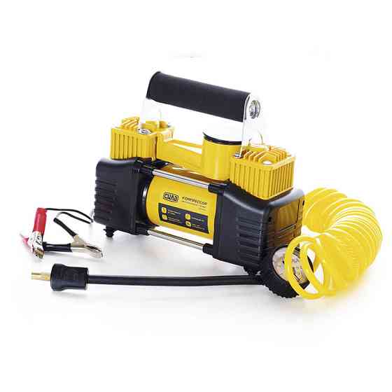 Компресор авто двопоршневий дабл 12V 350W 85л/хв 10 Атм + кручений шланг та клеми СИЛА Житомир