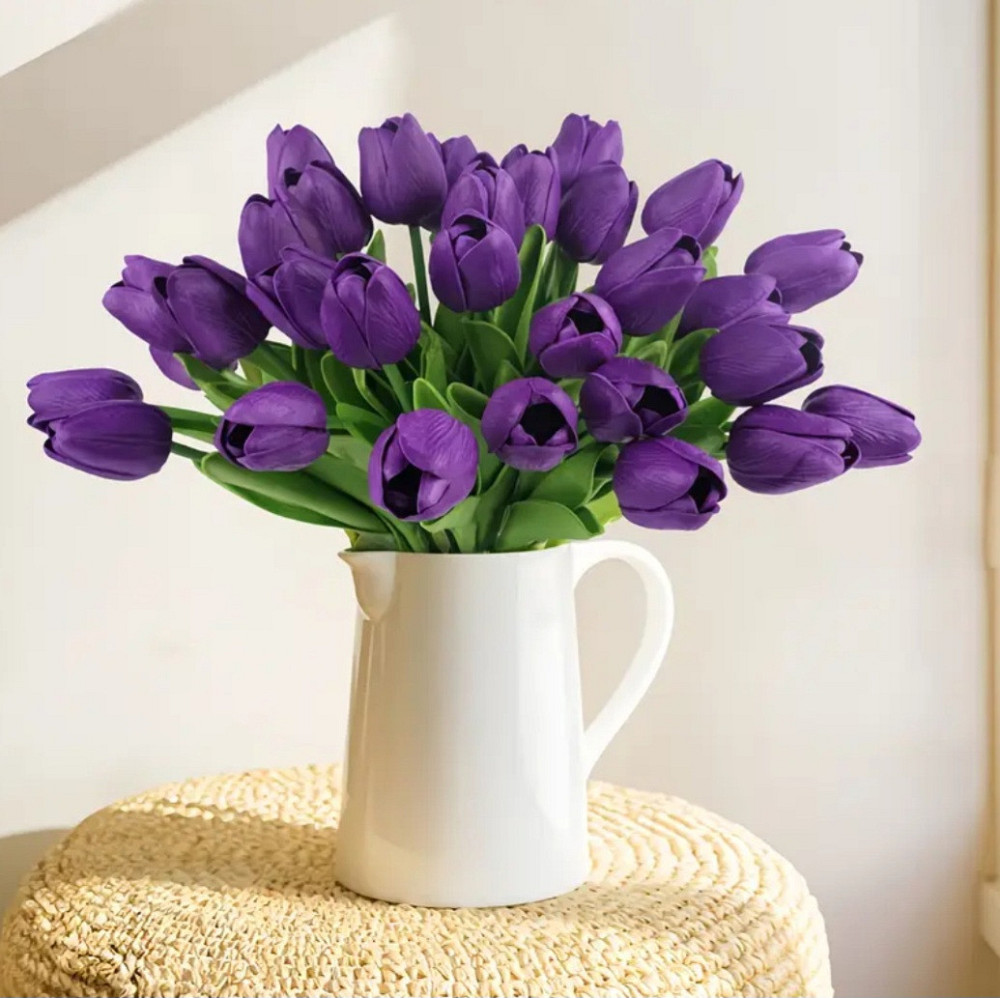 Искусственные тюльпаны из латекса 5 штук 35 см фиолетовый Киев - изображение 3