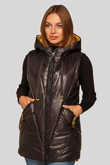 ЖЕНСКИЙ МОДНЫЙ  ЖИЛЕТ ДАЯНА ИЗ ПЛАЩЕВОЙ ТКАНИ НА МОЛНИИ. 48-62 р. Киев - изображение 8