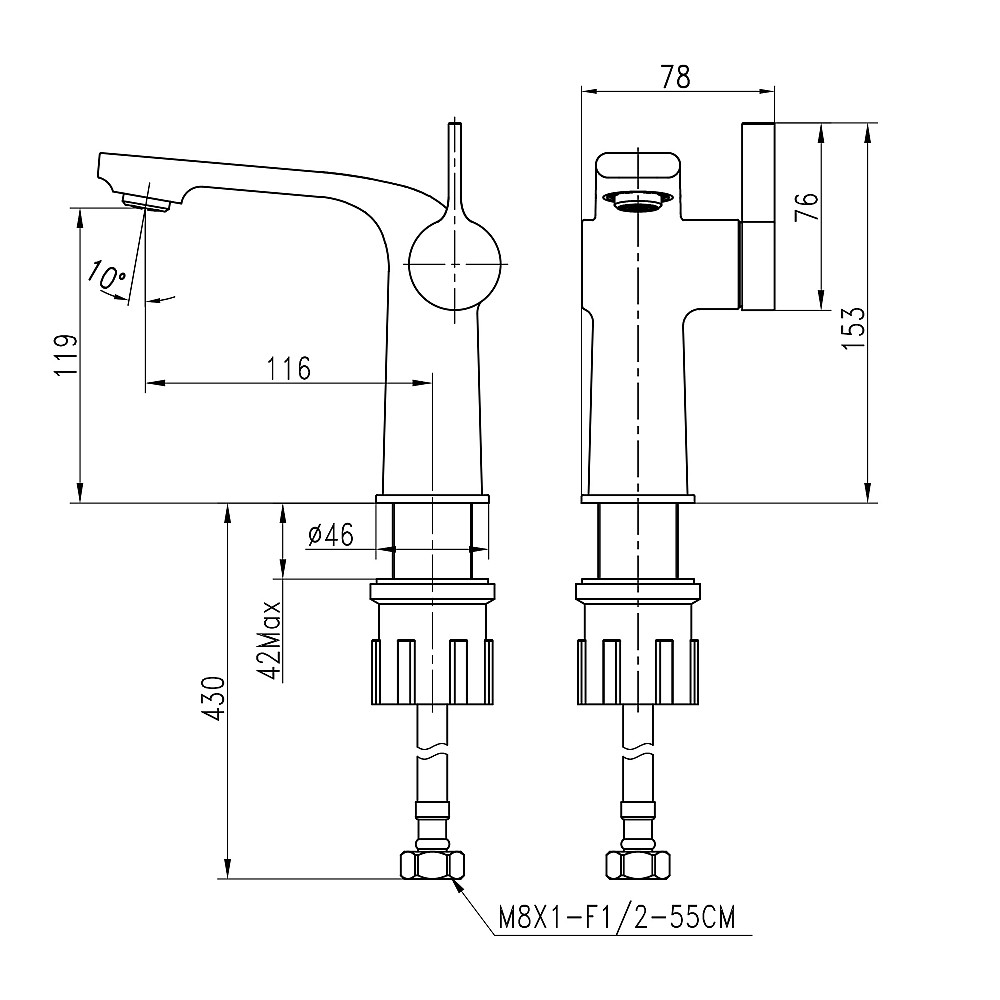 Змішувач для умивальника TOPAZ MODERNO TMD-33201-H78 Луцк - изображение 8
