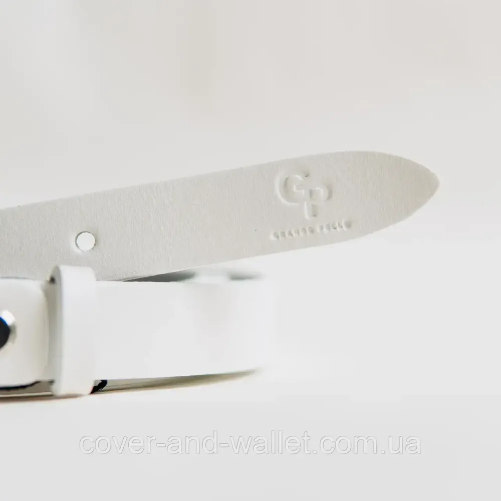 Білий тонкий жіночий пояс з натуральної італійської шкіри Grande Pelle 20 мм Grande Pelle Київ - фото 5