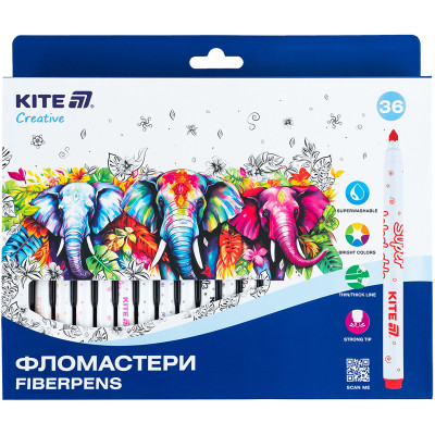 Фломастери Kite Creative Superwashable 36 кольорів (K-1154) Вінниця - фото 1