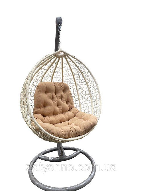Підвісне крісло кокон із ротанга з посиленою стійкою Київ - фото 3