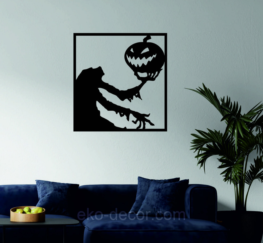 Декоративне настінне Панно «Сілует із гарбузом», Декор на стіну 90*85 см, Чорний Київ - фото 2