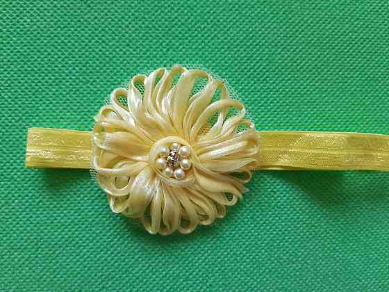 Повязка для девочки желтая - размер цветка 7см, размер универсальный (на резинке) Киев