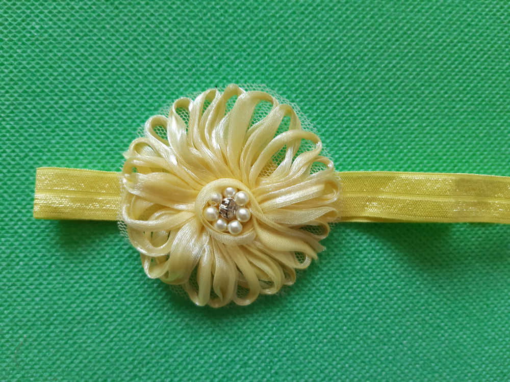 Повязка для девочки желтая - размер цветка 7см, размер универсальный (на резинке) Киев - изображение 1