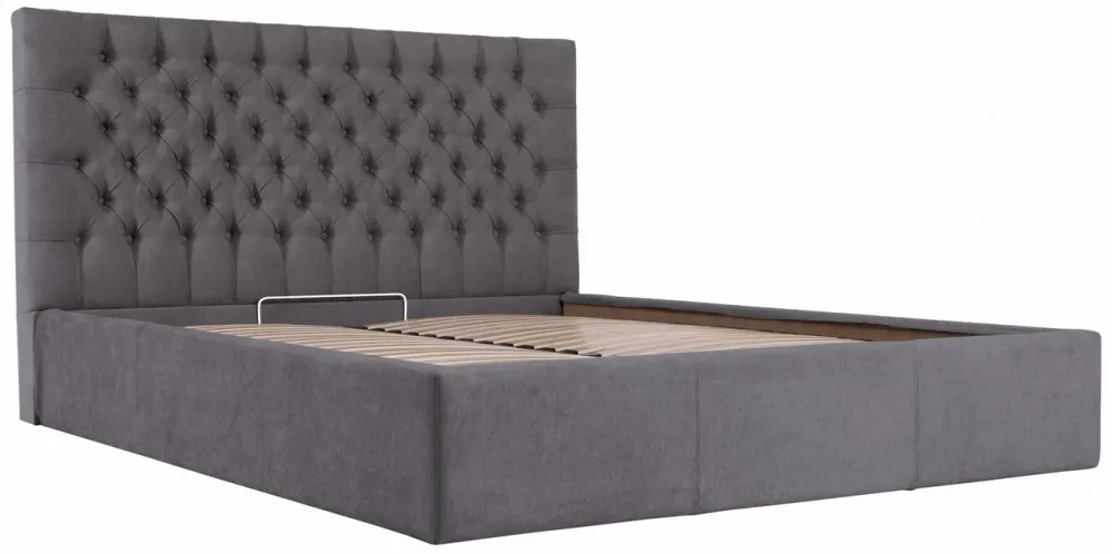 Кровать Cambridge VIP 140 х 200 см Мисти Dark Grey С дополнительной металлической цельносварной рамой Темно-серый Киев - изображение 3