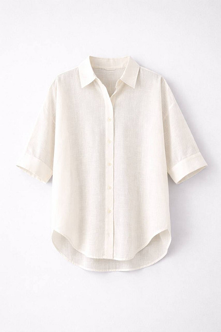 Рубашка женская Mix Ray 4016 оверсайз свободного кроя льняная молочная, молочний, M Киев - изображение 16
