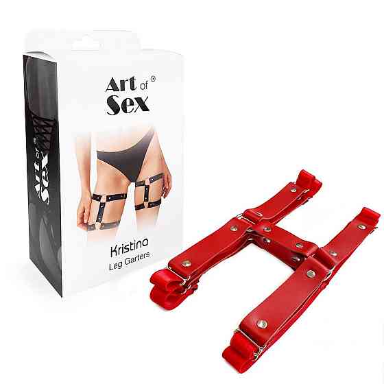 Гартеры на ногу из натуральной кожи Art of Sex - Kristina Leg Garters (2 шт), цвет Красный Sex Aura Киев