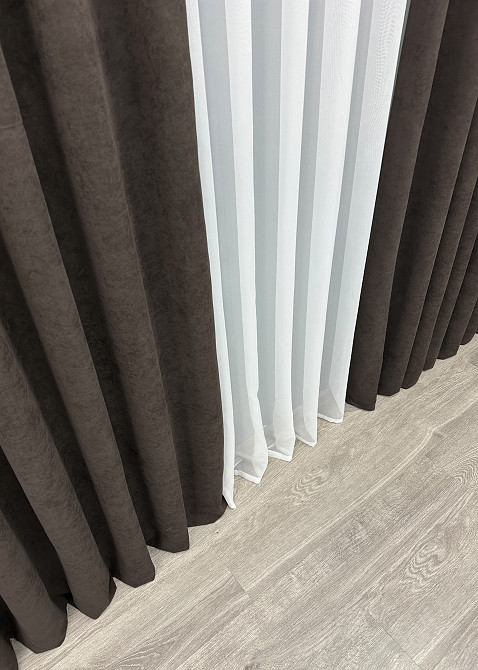 Шторная ткань микровелюр Petek YL цвет венге 1892ш Киев - изображение 6