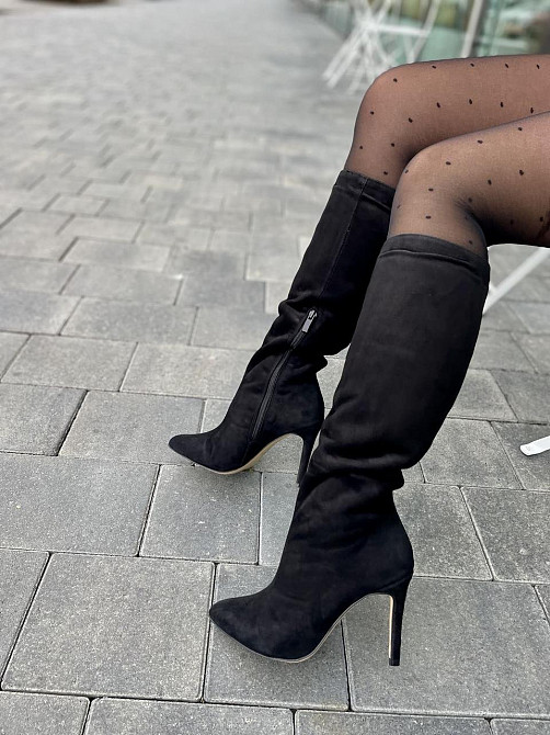 SANTINI Чоботи жіночі замшеві демісезонні весна-осінь на підборах чорні, натуральна замша р. 36 Коломыя - изображение 7