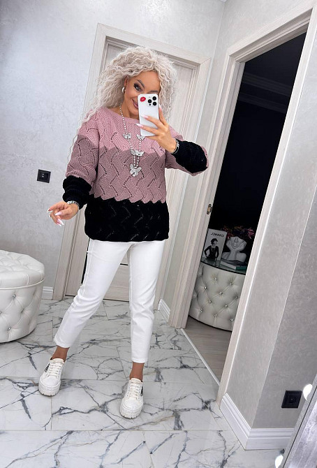 Женский ажурний вязаный свитер трехцветый. 42-52р. Київ - фото 6