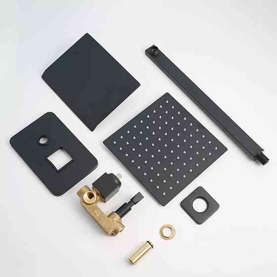 Душ для душевой кабины скрытого монтажа настенный 2 в 1: душ-водопад и классическая лейка Черный Каменец-Подольский