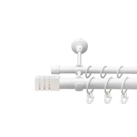 Карниз Orvit Ацтека металевий дворядний відкритий гладка труба кільце металеве Арктіс 25\16 мм 300 см Львов