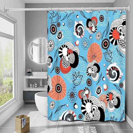 Шторка для ванны из полиэстера водонепроницаемая Bathlux 180x180 см с кольцами, занавеска для ванной комнаты Каменец-Подольский