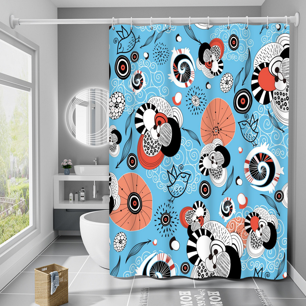 Шторка для ванны из полиэстера водонепроницаемая Bathlux 180x180 см с кольцами, занавеска для ванной комнаты Каменец-Подольский - изображение 1