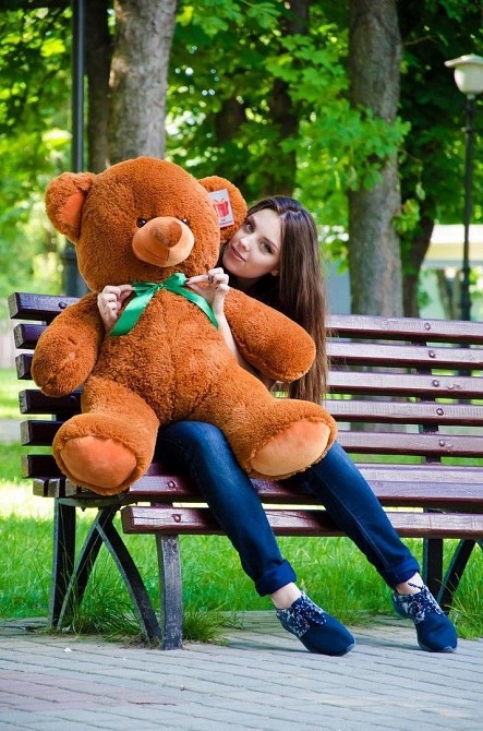 Плюшевий ведмедик М'яка іграшка Томии 100 см Коричневий Тернопіль - фото 3