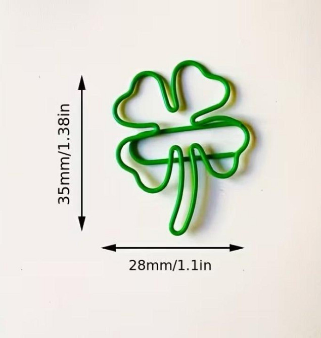 Набор скрепок в форме клевера 10 шт, металлические декоративные скрепки для бумаги, клипсы для планера Киев - изображение 3