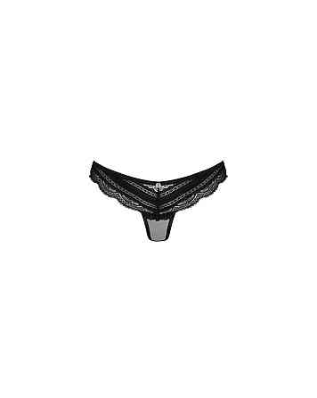Полупрозрачные трусики с подвеской Obsessive Ivannes panties black 2XL/3XL, черные Sex Aura Киев