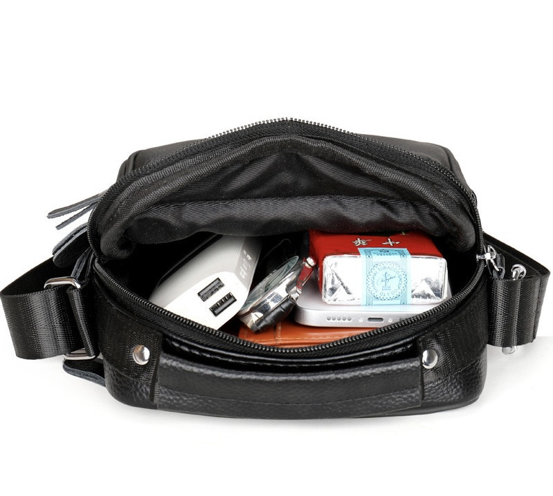 Чоловіча сумка-барсетка шкіряна чорна Tiding Bag 75003 Київ - фото 6