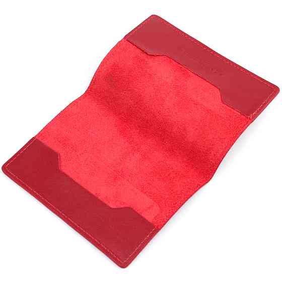 Яскрава шкіряна обкладинка на паспорт Карта GRANDE PELLE 16775 Червона Київ