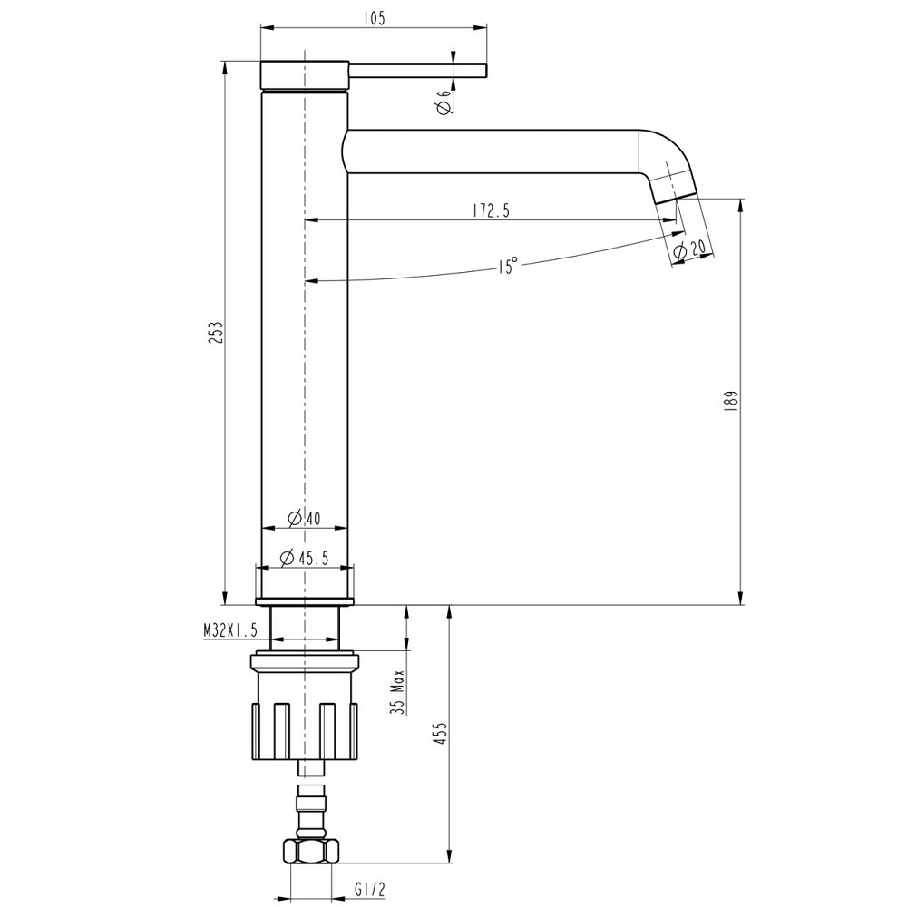 Смеситель для умывальника TOPAZ LOFT TLF 32203-H75-C (000028880) Киев - изображение 7