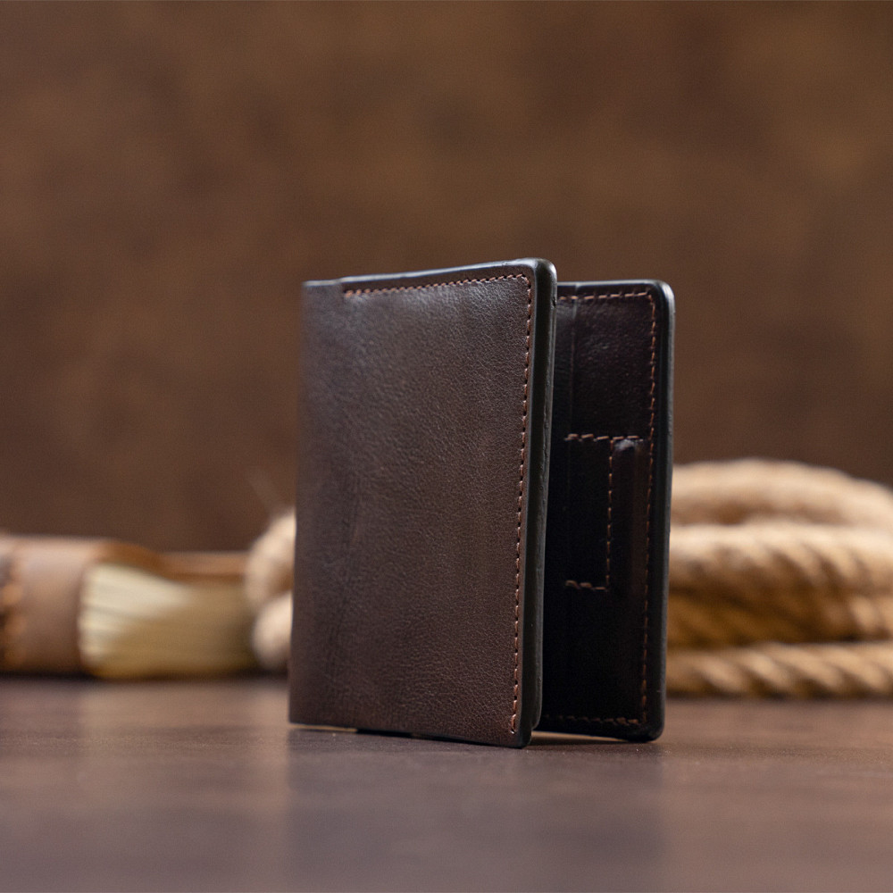 Вертикальне портмоне-кредитниця комбі в гладкій шкірі GRANDE PELLE 11328 Коричневе Київ - фото 9