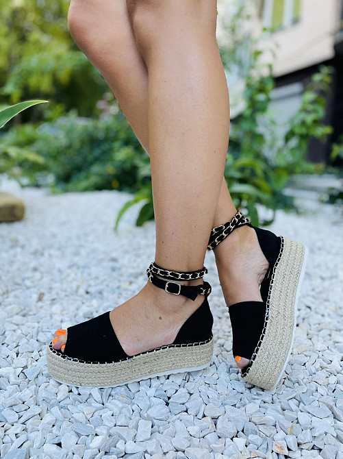 Seastar Чорні босоніжки літні жіночі на танкетці еко-замша SEASTAR JH153P 36р.38р.39р.40р. Коломыя - изображение 9