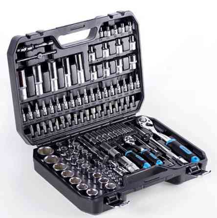 Набір торцевих насадок з тріскачкою CrV 1/4 та 1/2, 90 зубців, 110 шт APRO Харків