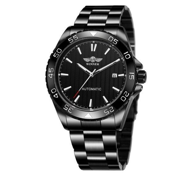 Мужские механические наручные часы Winner Factor (Черные) Винница - изображение 3