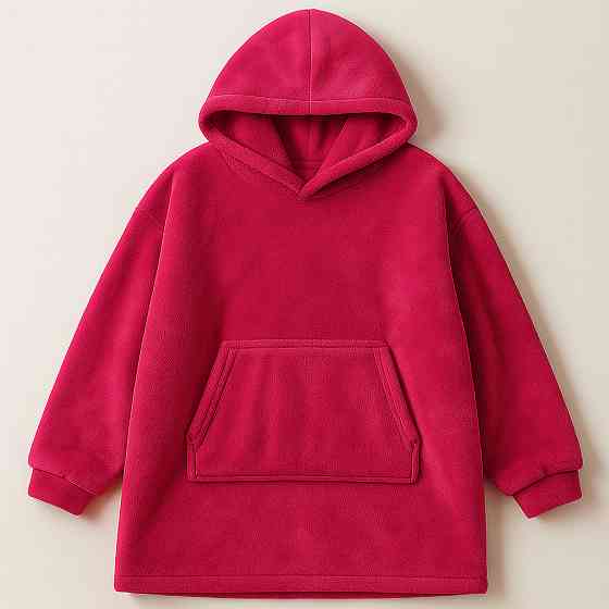 Плед толстовка с капюшоном (100х80см) HUGGLE HOODIE, Малиновый / Плед-худи / Оверсайз толстовка плед с капюшоном Киев