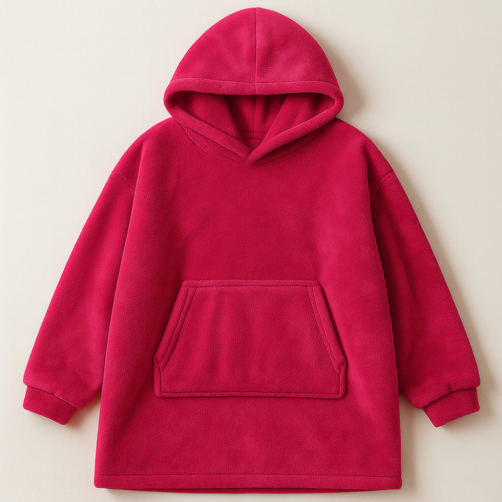 Плед толстовка с капюшоном (100х80см) HUGGLE HOODIE, Малиновый / Плед-худи / Оверсайз толстовка плед с капюшоном Киев - изображение 3