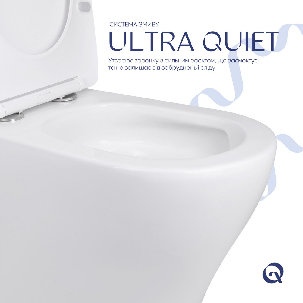 Унітаз підлоговий Qtap Virgo Ultra Quiet безобідковий із сидінням Soft-Close WHITE QT18226092AW Київ - фото 5