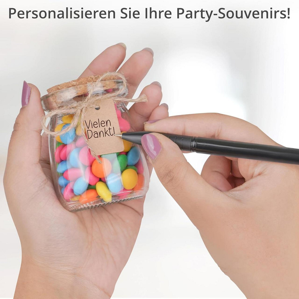 Баночки скляні з корком 100 мл, 23 шт, прозорі з етикетками та мотузкою, для солодощів, меду, йогурту свічок спецій банки маленькі Київ - фото 5